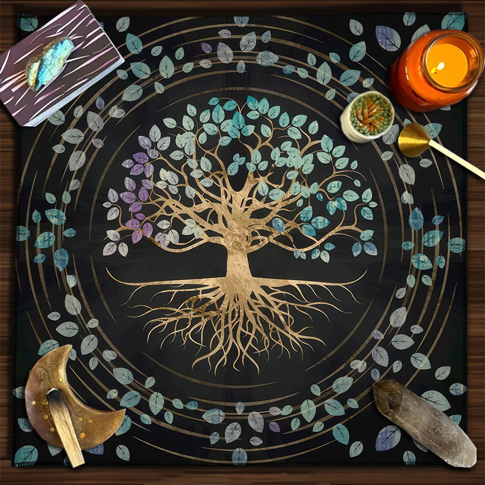 Moon Phase Floral Velvet Tarot Altar Cloth TLB1003