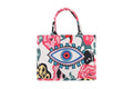 Ladies EVIL EYE Print Colorful Tote Handbag