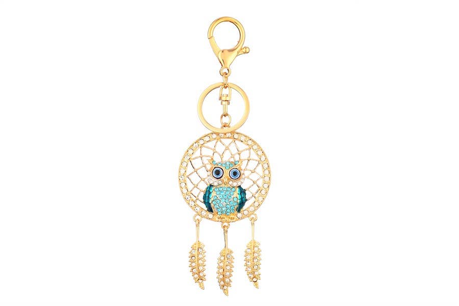 Rhinestone Dream Catcher Owl Fashion  Key Chain
