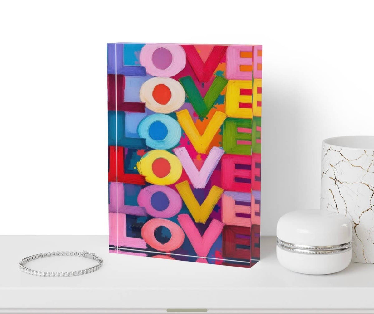 LOVE Art Crystal Block - Love Table Decor Gift