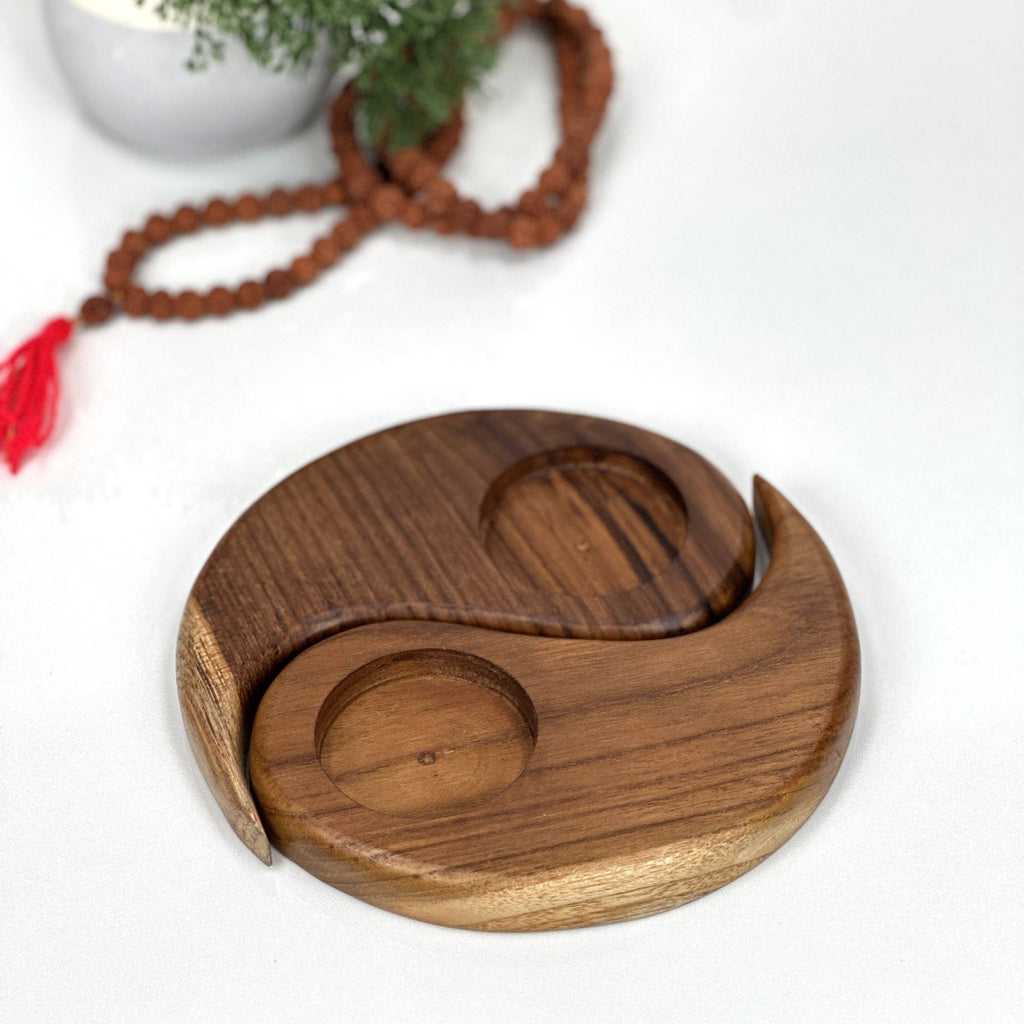 Wooden Ying Yang Tea Light Holder - Handcrafted