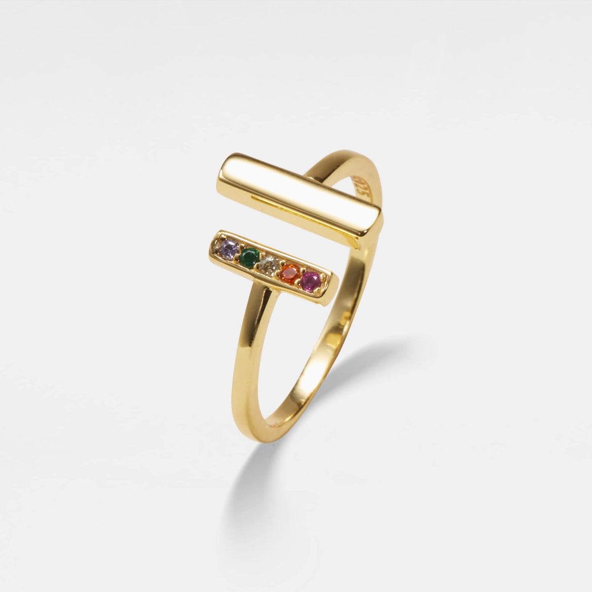 Dainty Rainbow Gem Stone Wire Ring in 925 Sterling Silver