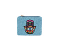 Ladies Blue Fully Beaded HAMSA EYE Coin Purse
