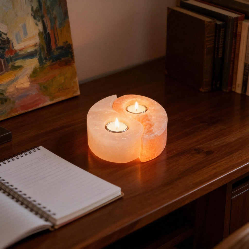Myga Himalayan Salt Tealight Holder - Yin Yang