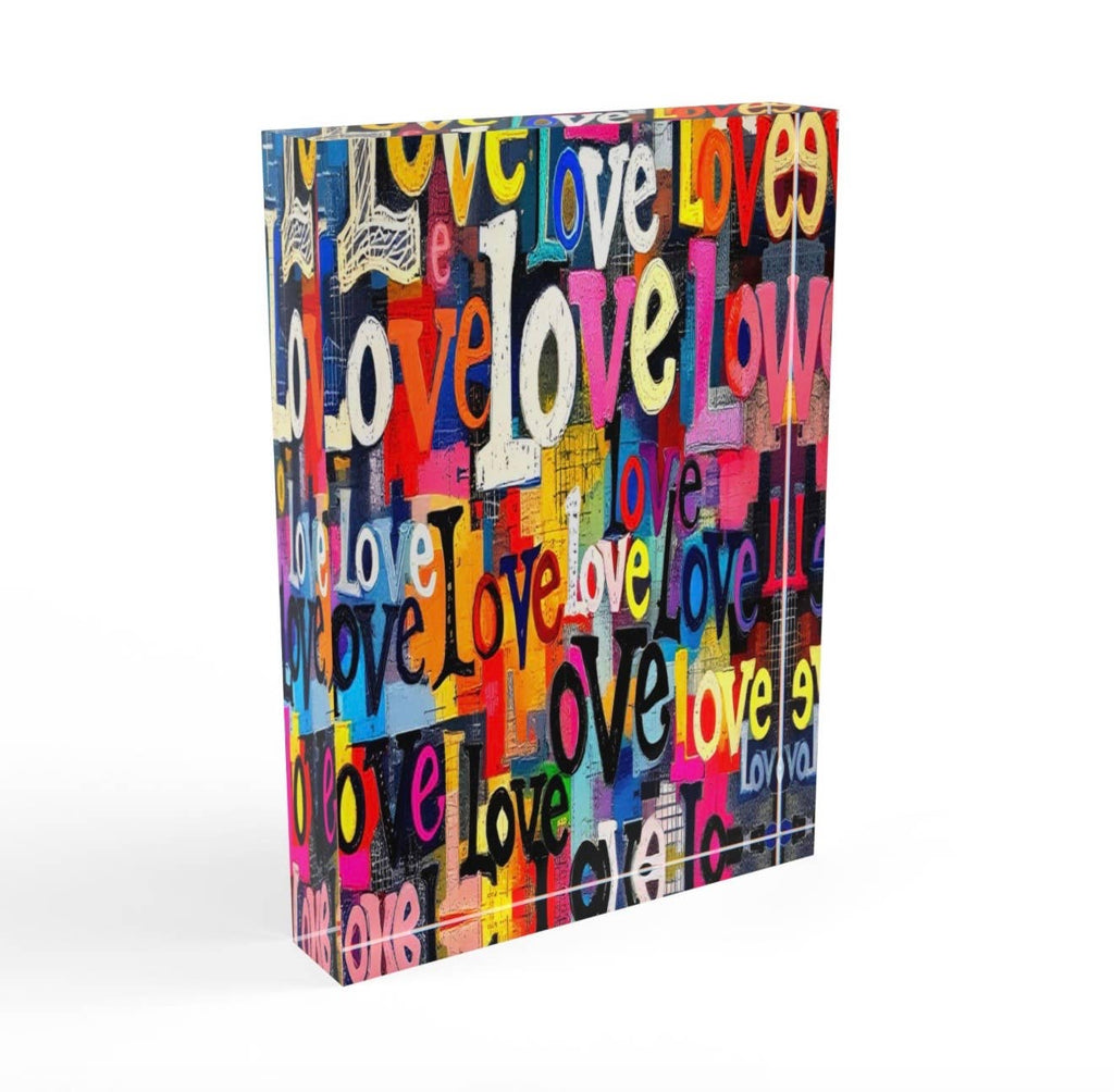 Love Graffiti Crystal Block - Love Table Decor Gift