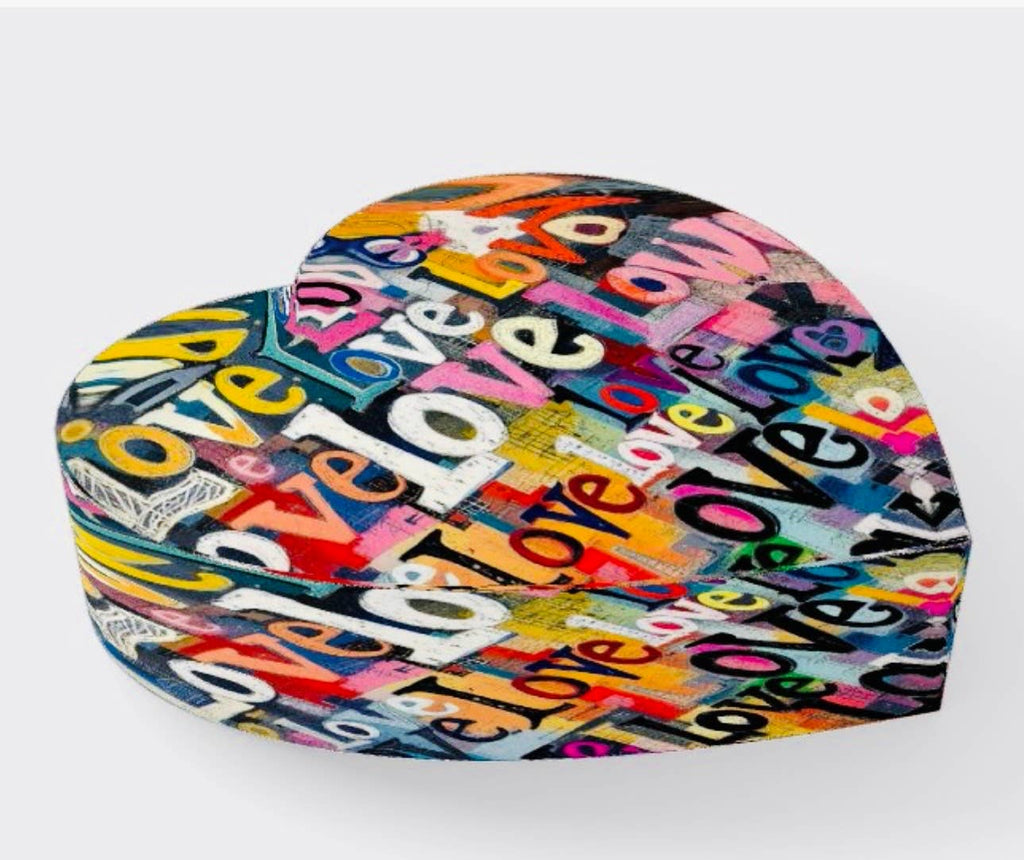 Love Collage Crystal Heart Paperweight - Love Table Decor