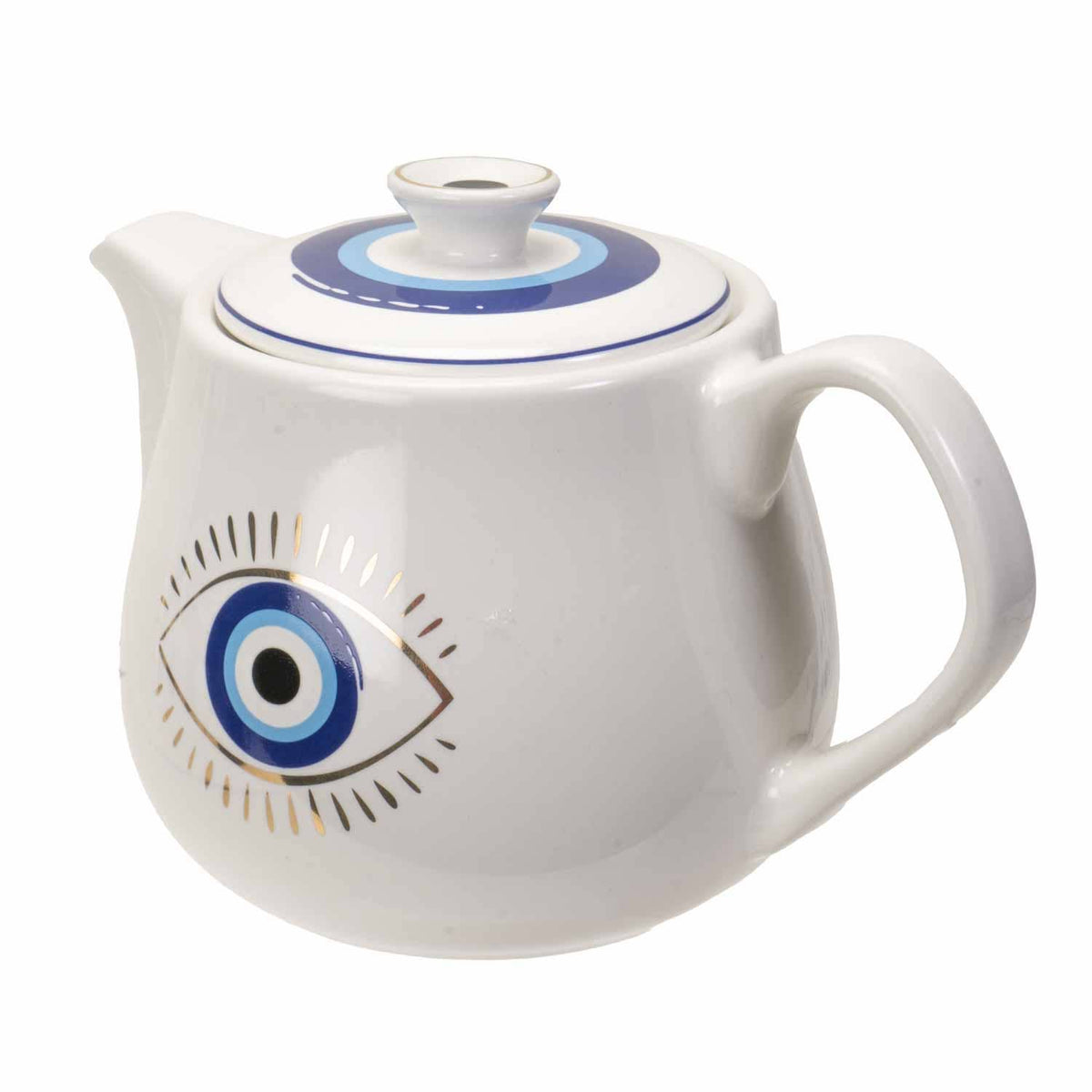 All Seeing Eye Teapot with Strainer White