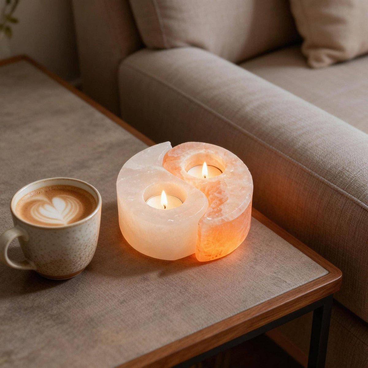 Myga Himalayan Salt Tealight Holder - Yin Yang
