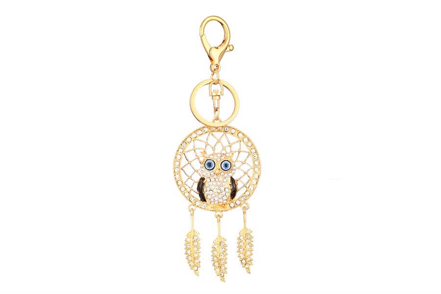 Rhinestone Dream Catcher Owl Fashion  Key Chain