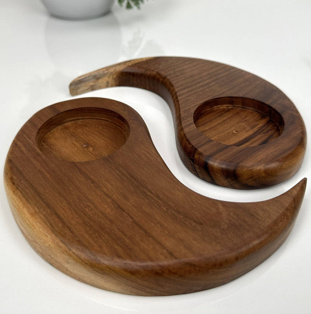 Wooden Ying Yang Tea Light Holder - Handcrafted