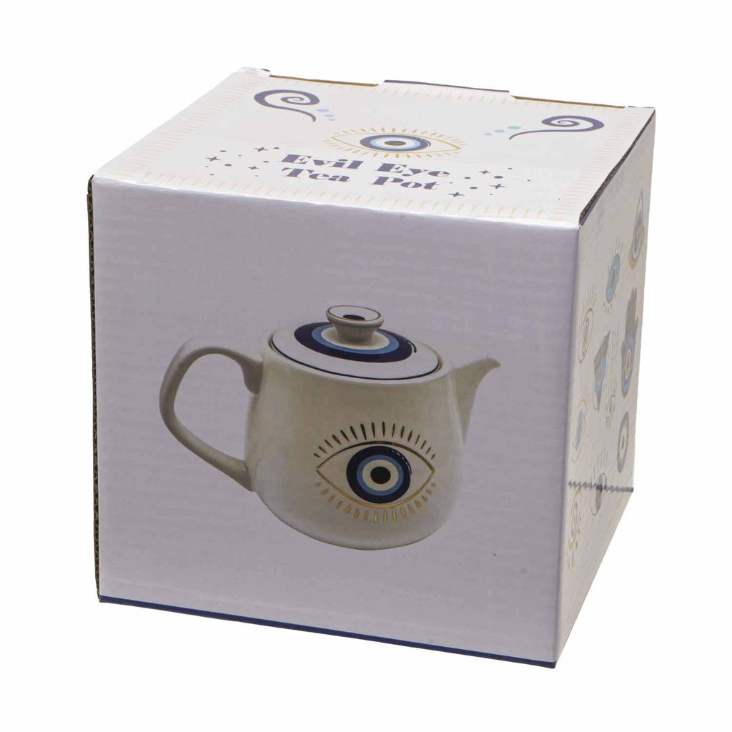 All Seeing Eye Teapot with Strainer White