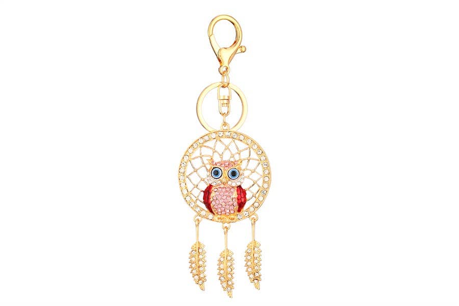 Rhinestone Dream Catcher Owl Fashion  Key Chain